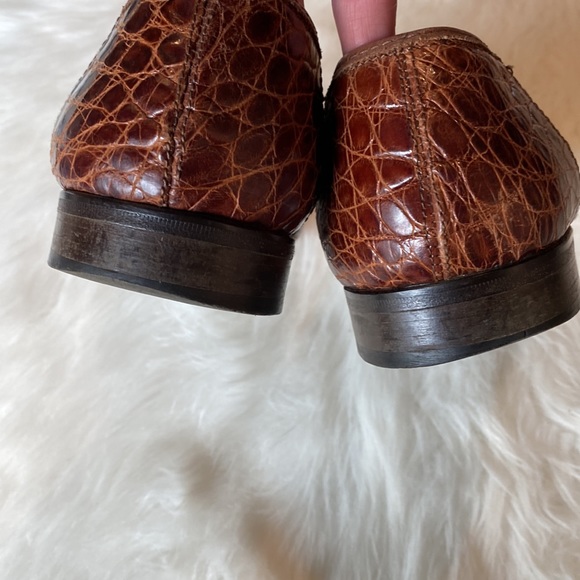 Zelli Italian Men’s Slip-On Penny Loafer in Cognac Crocodile Leather - Picture 7 of 11